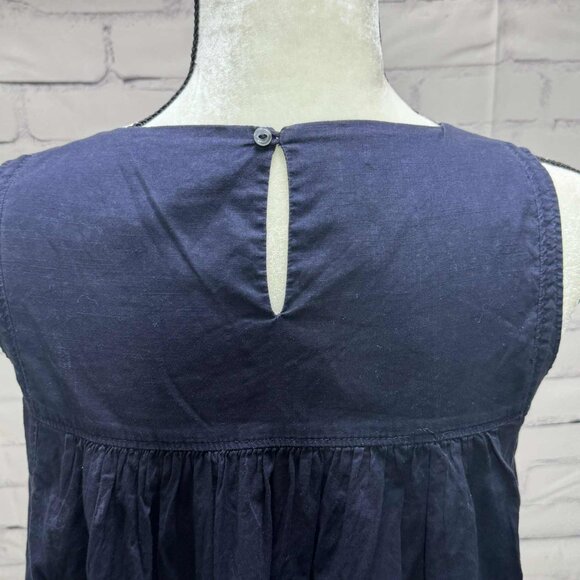 UNIQLO Navy Blue Sleeveless Embroidered Blouse | Size Small Boho - Picture 3 of 9